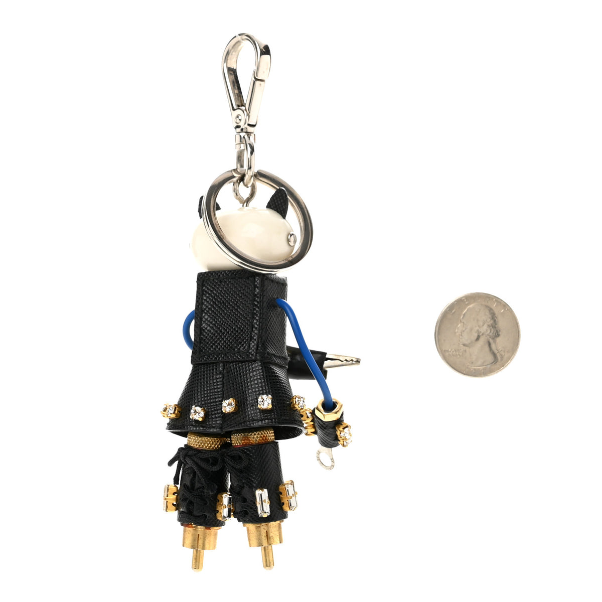 Prada Saffiano Cat Robot Trick Keychain Black 2 of 6