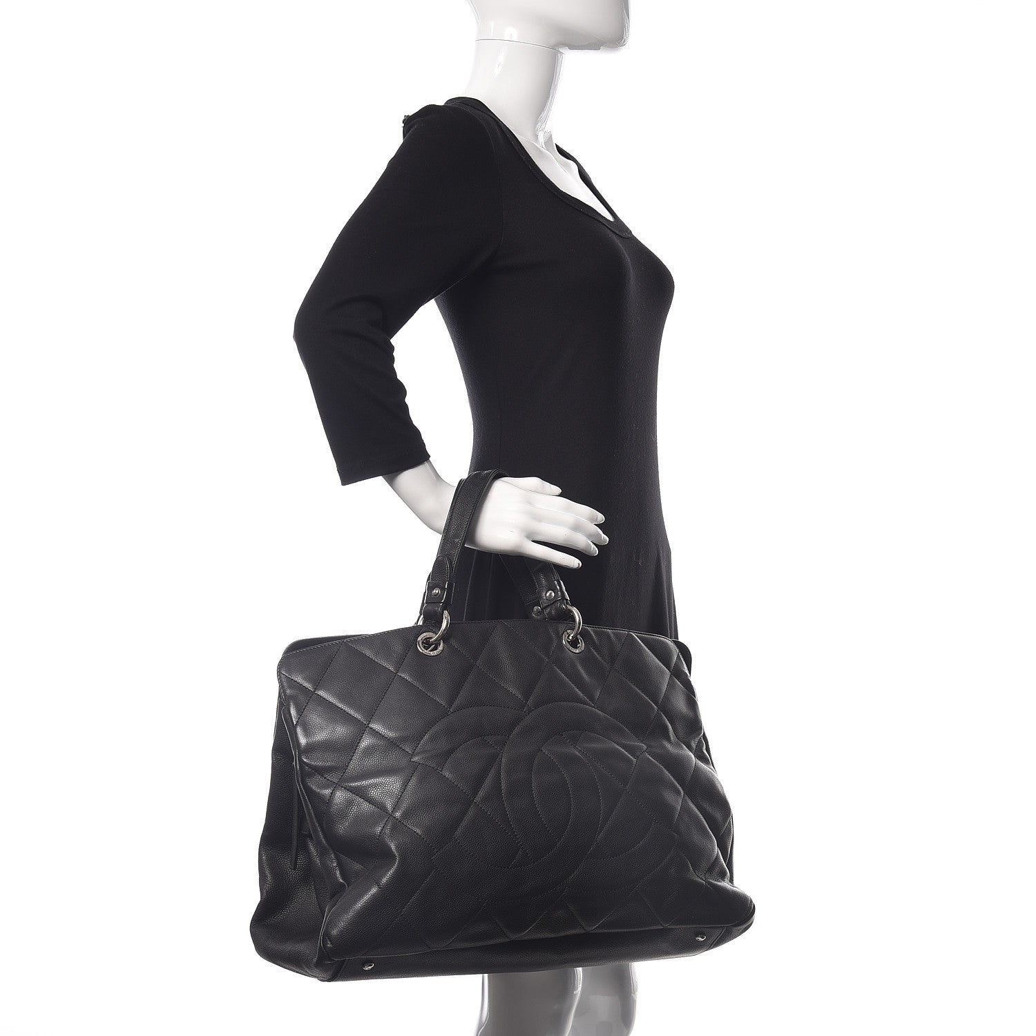 Chanel Caviar CC Shopper Tote Black 2 of 7