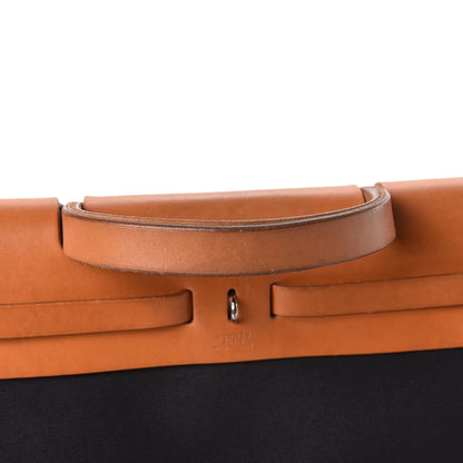 Hermes Toile Vache Calfskin Herbag 30 PM Black Natural 11 of 16