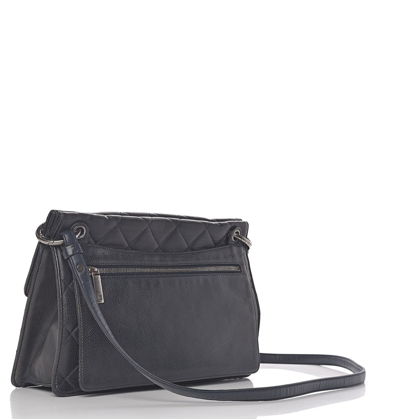 Caviar Quilted Large Retro Class Flap Dark Navy Blue