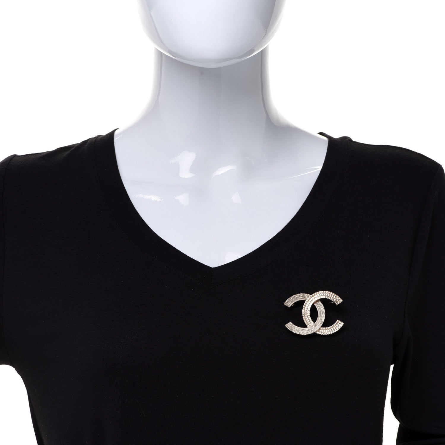 Chanel Metal Chain Quilted CC Brooch Gold 2 of 5