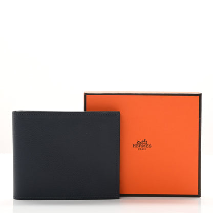 Hermes Evercolor Citizen Twill Compact Wallet Bleu Nuit Vert Moyen Bleu Saphir 8 of 8