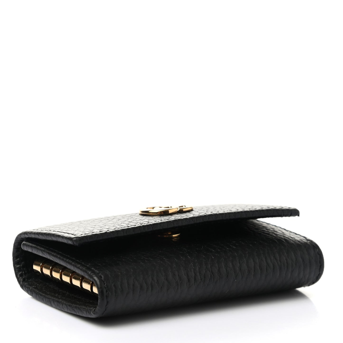 Pebbled Calfskin GG Marmont 6 Key Holder Black