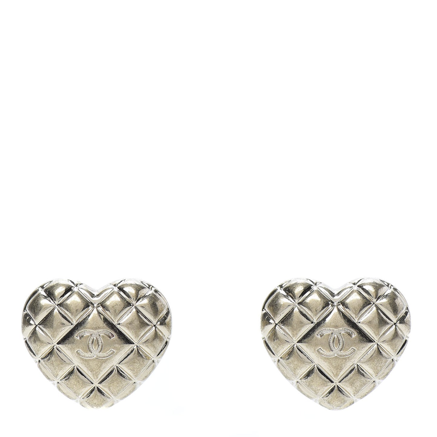 Quilted CC Heart Earrings Gold