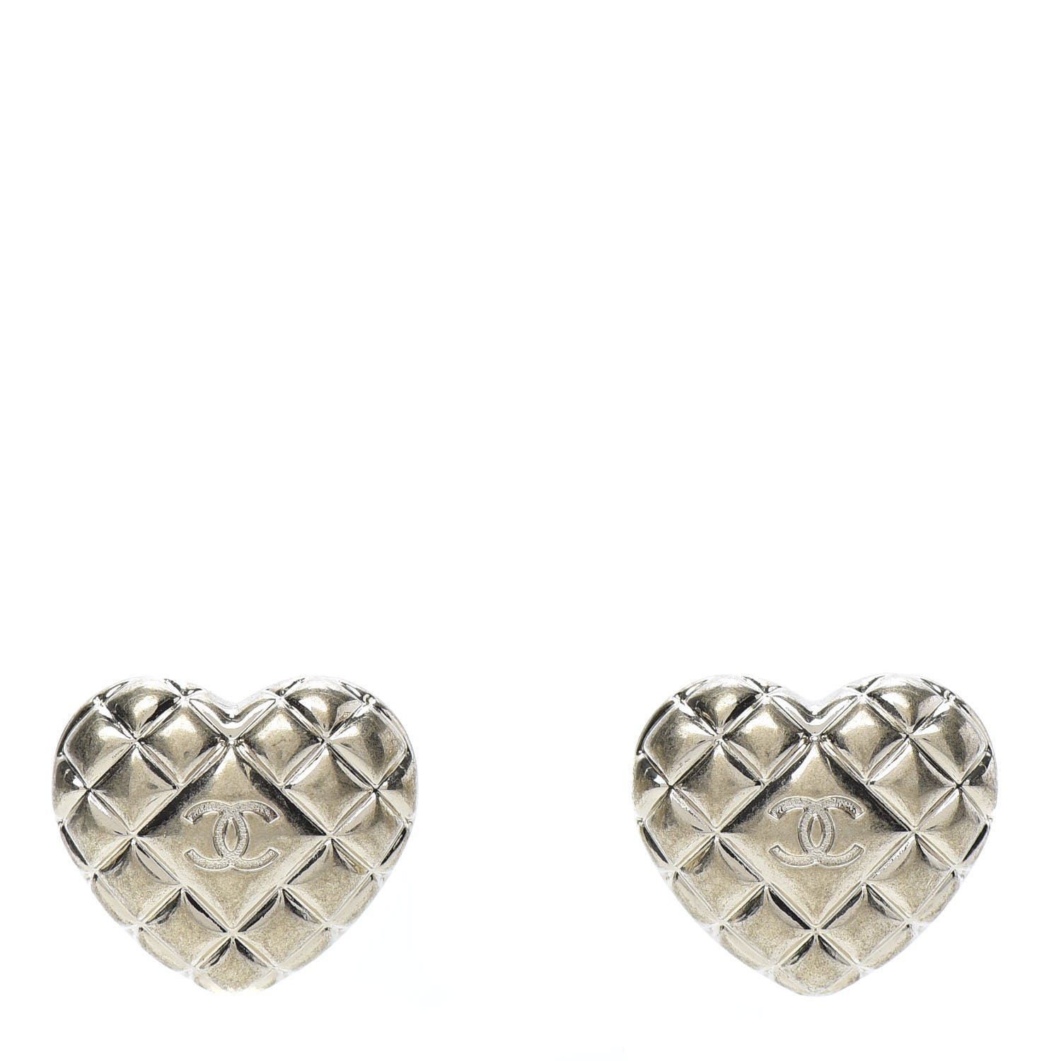 Chanel Quilted CC Heart Earrings Gold 1 of 5