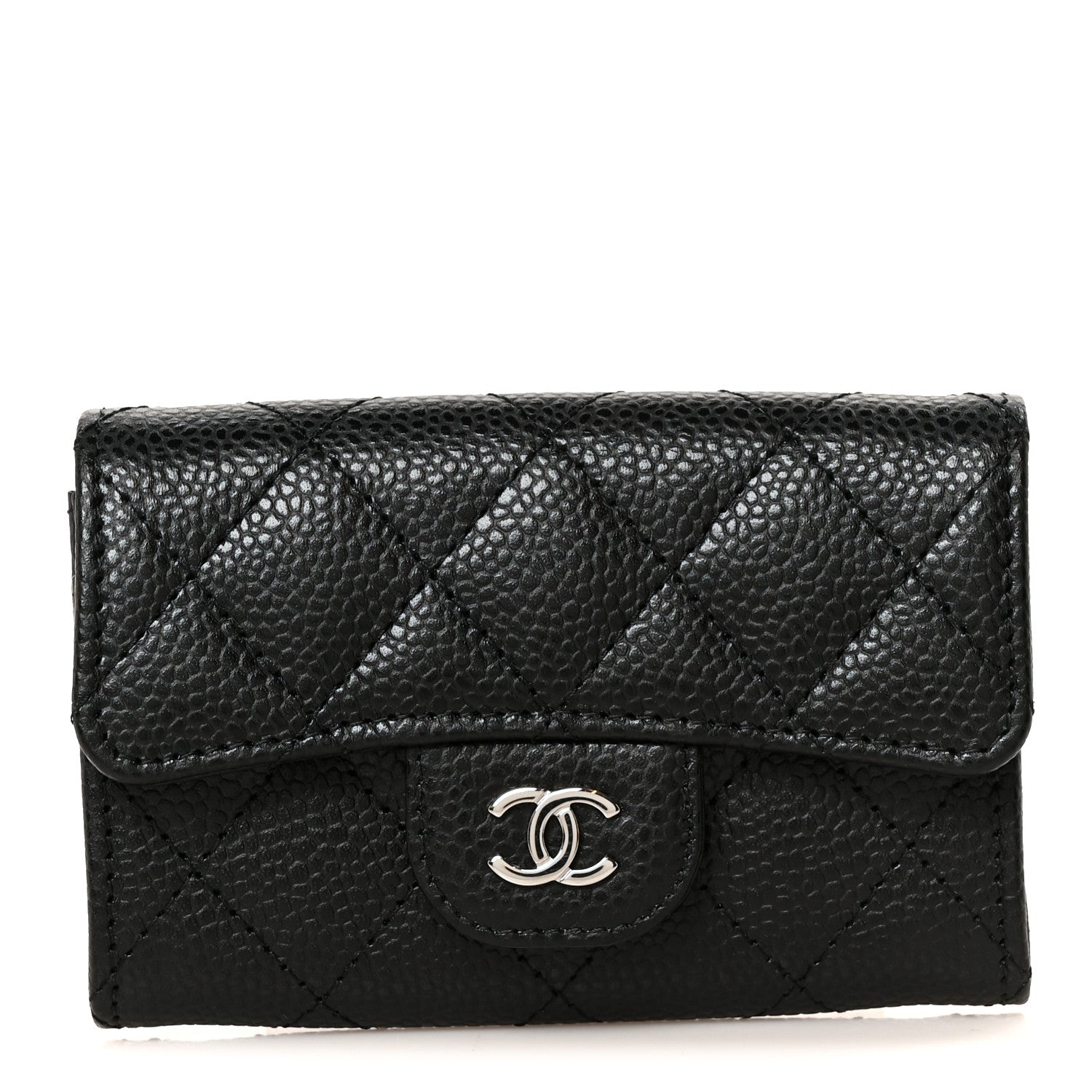 Chanel Caviar Quilted Flap Card Holder Wallet Black Black 1 of 10