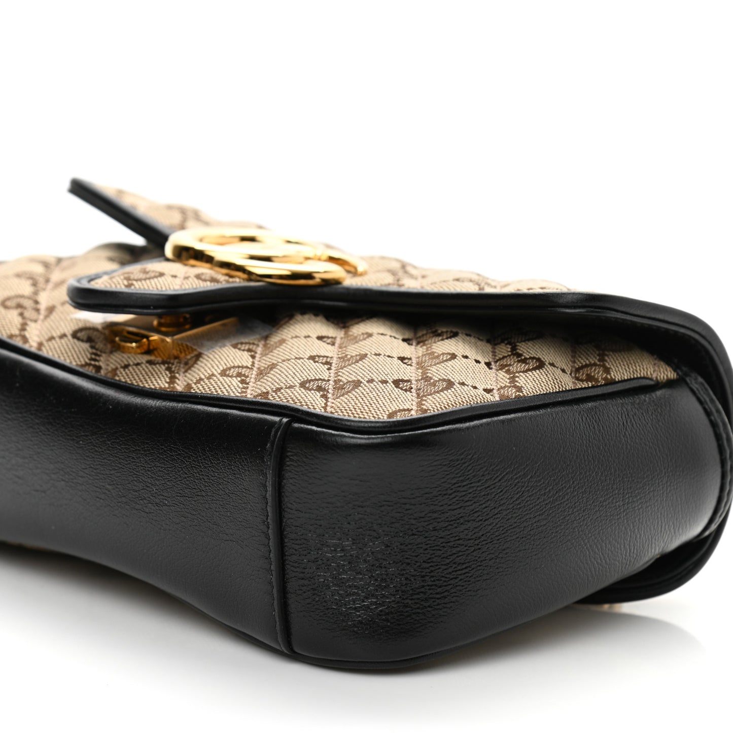 Monogram Matelasse Diagonal Mini GG Marmont Shoulder Bag Beige Black