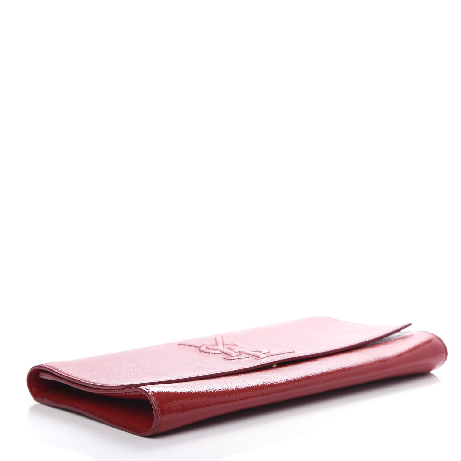 Saint Laurent Textured Patent Monogram Large Belle De Jour Clutch Red 4 of 6