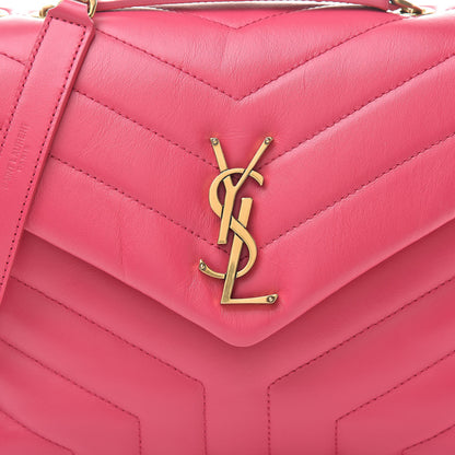 Saint Laurent Calfskin Y Quilted Monogram Small Loulou Chain Satchel Fresh Fuchsia 8 of 11