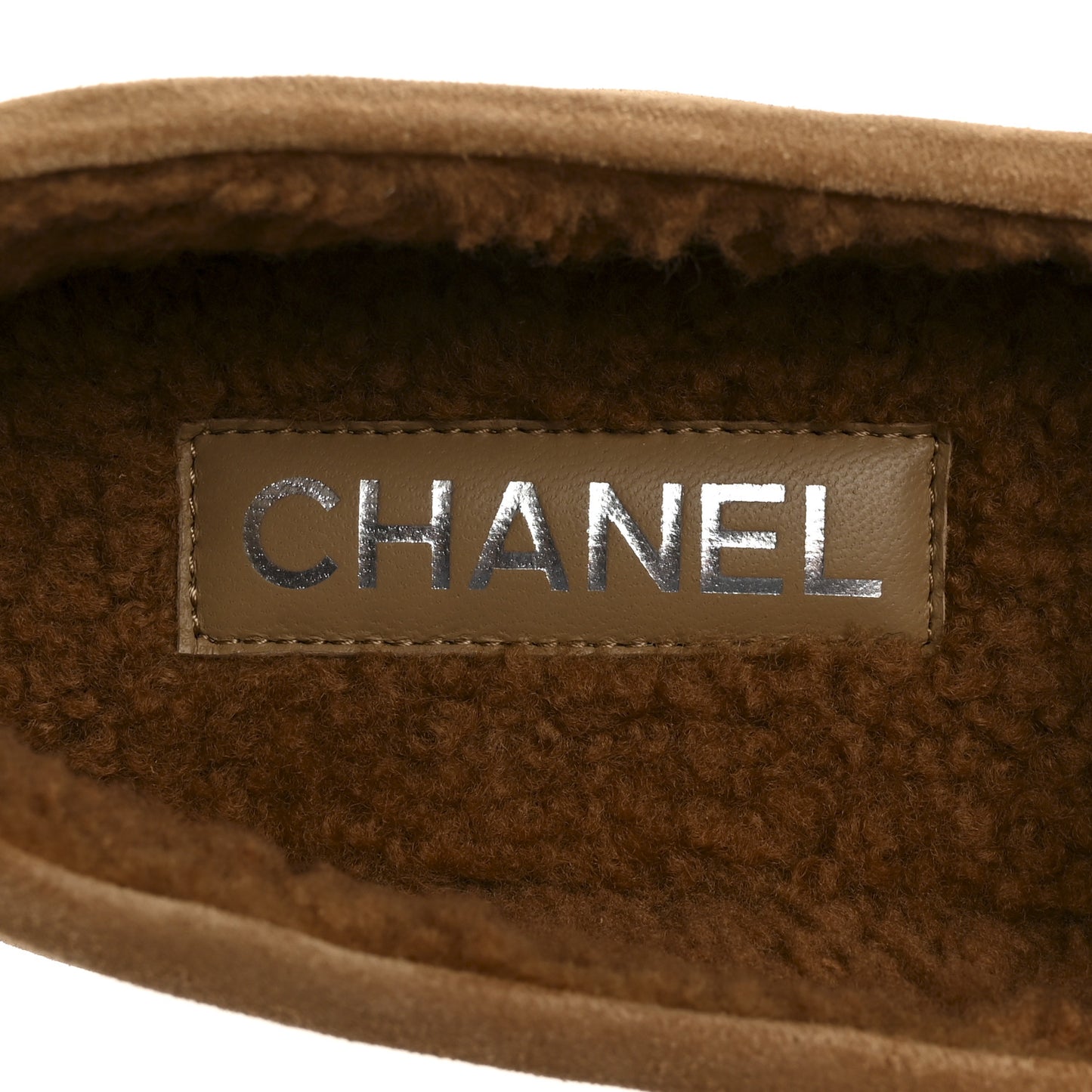 Suede Calfskin CC Loafers 39.5 Dark Beige