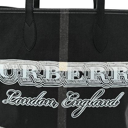 Burberry Coated Canvas Mega Check Medium Doodle Tote Black White 7 of 10