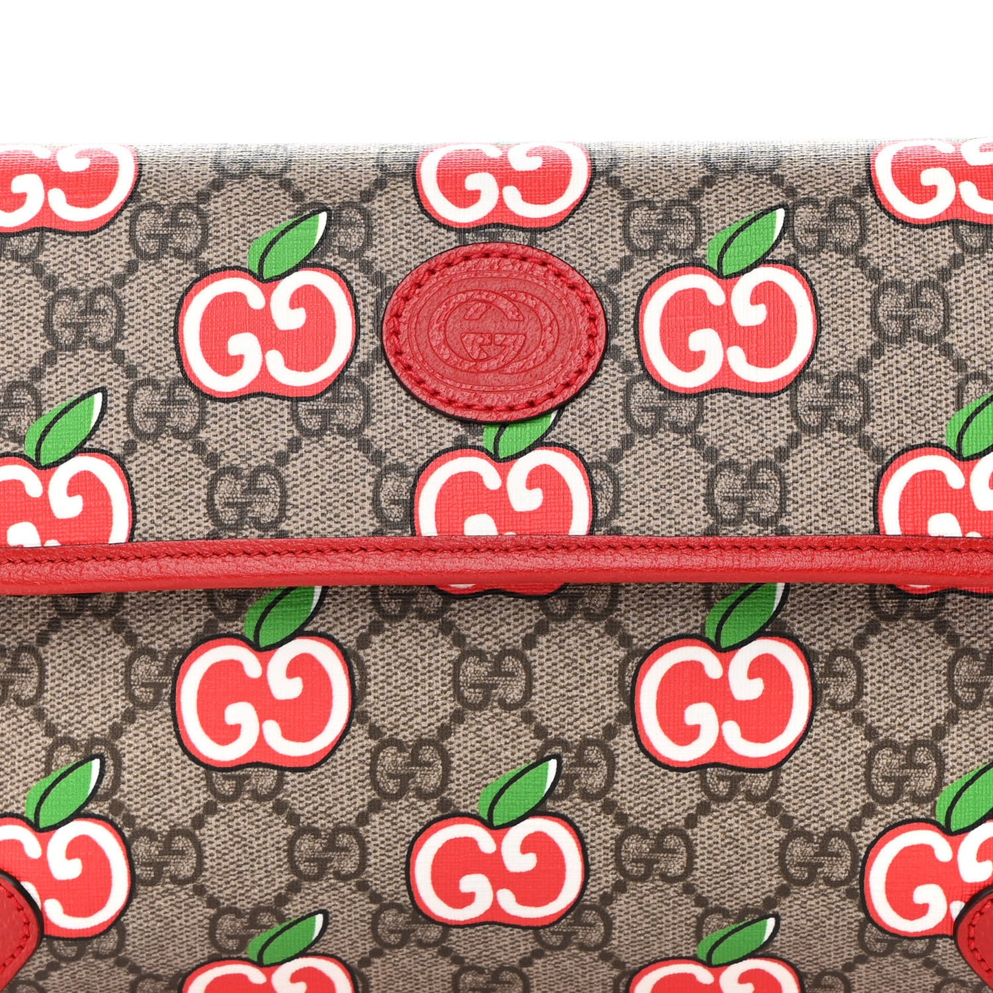 GG Supreme Monogram Apple Interlocking G Belt Bag Beige Multicolor Lobster Red
