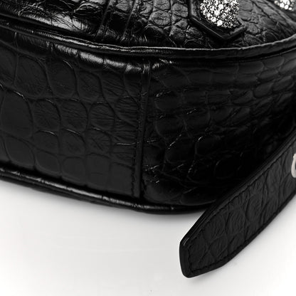 Balenciaga Extra Supple Calfskin Crystal Crocodile Embossed Le Cagole Shoulder Bag XS Black 10 of 10