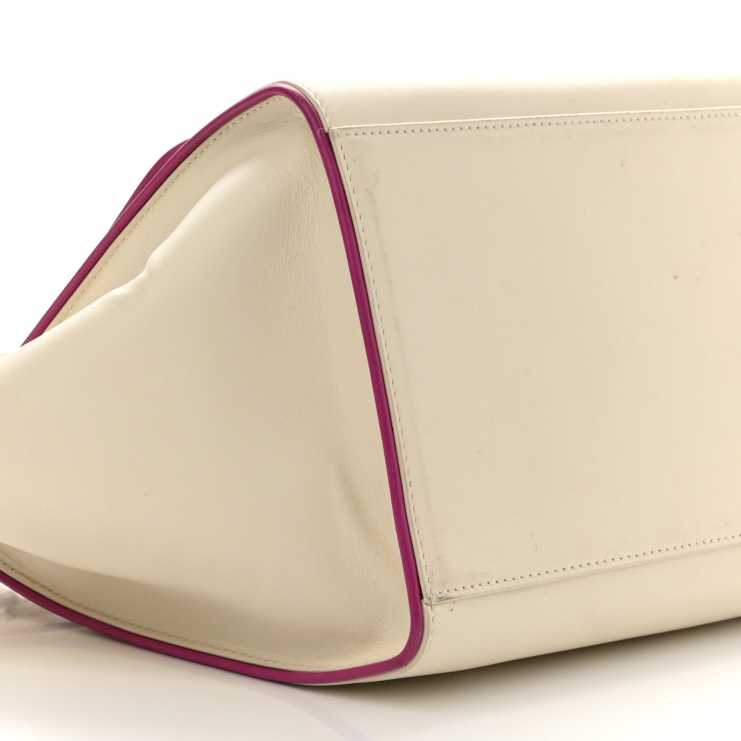 Celine Smooth Calfskin Small Trapeze White Magenta 7 of 13