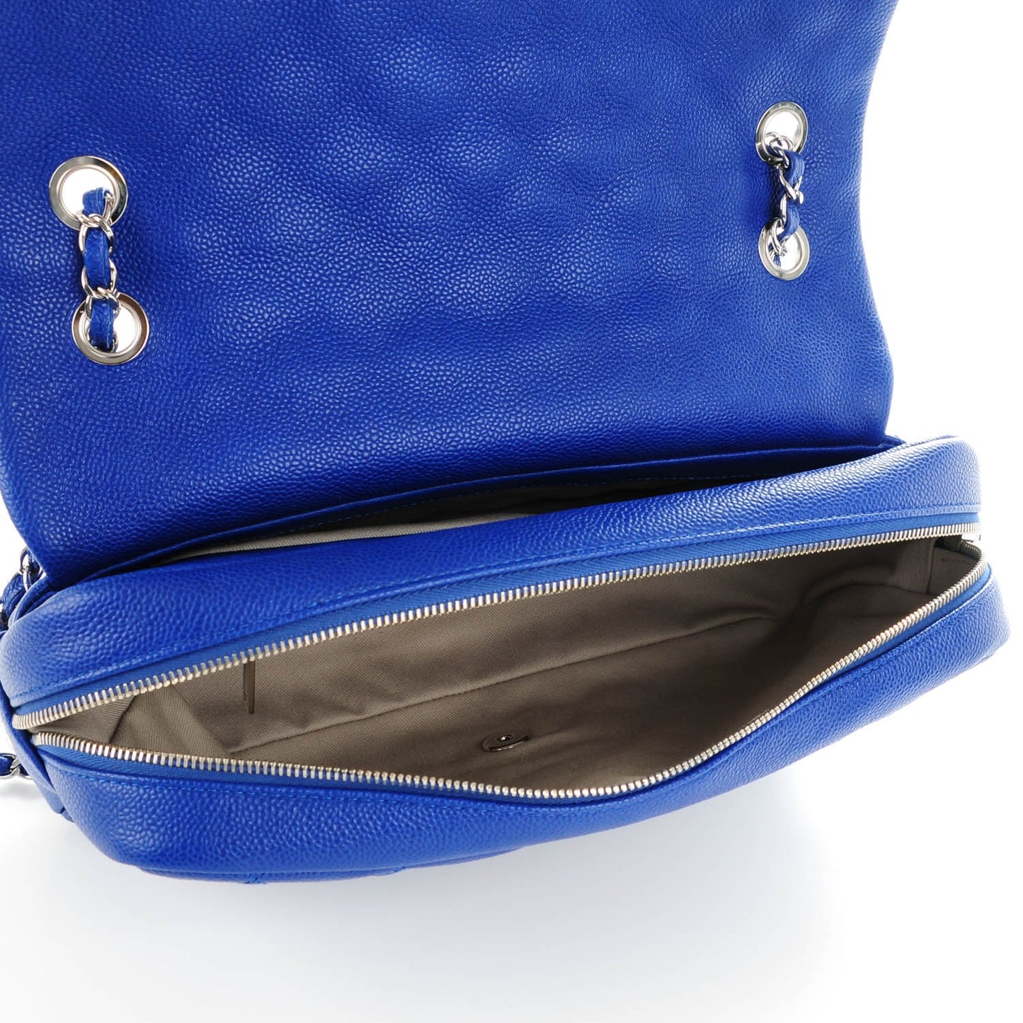 Caviar Quilted Jumbo Easy Flap Blue