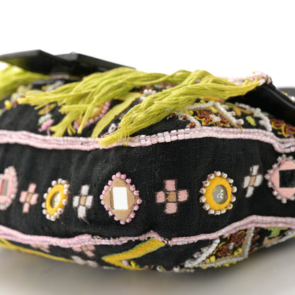 Fendi Satin Beaded Baguette Black Multicolor 10 of 14