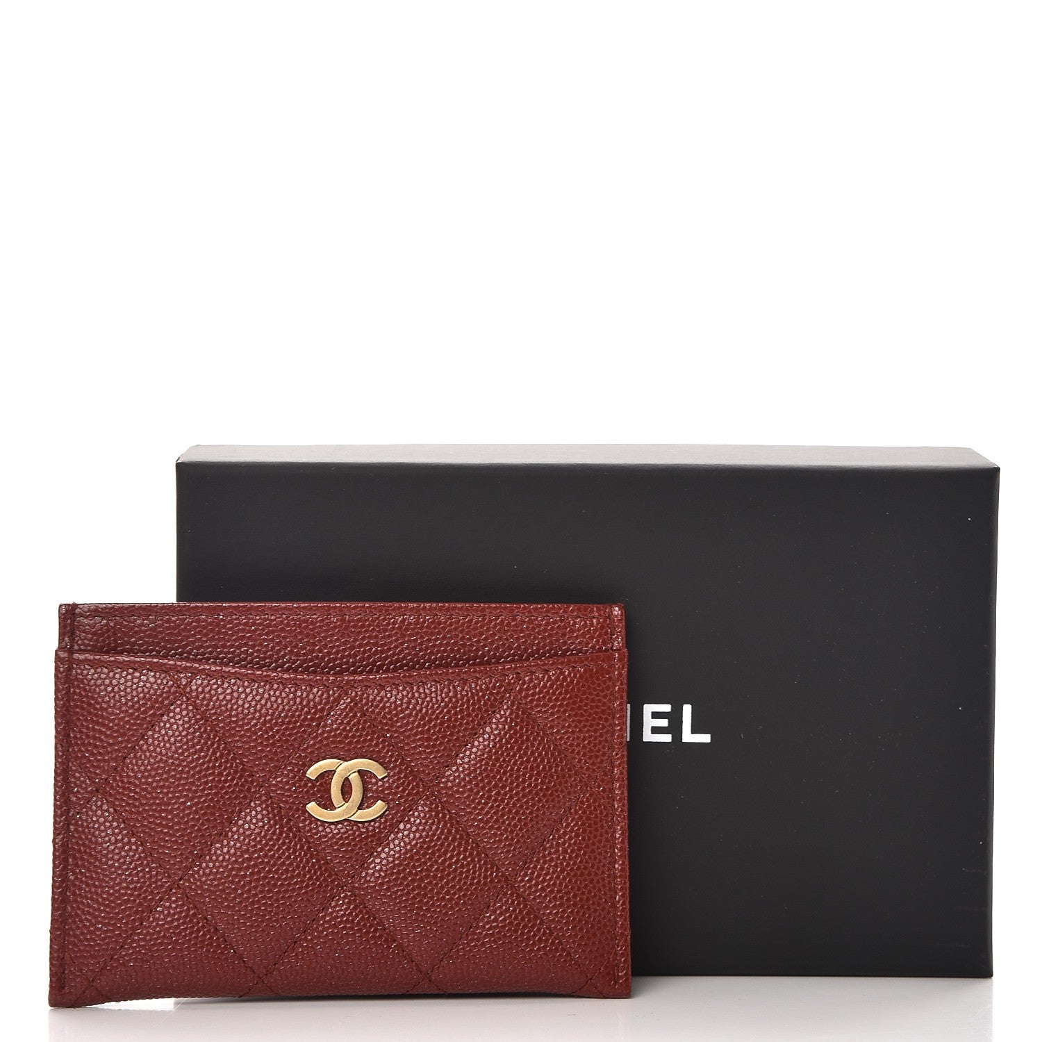 Chanel Caviar Quilted Card Holder Dark Red 9 of 9