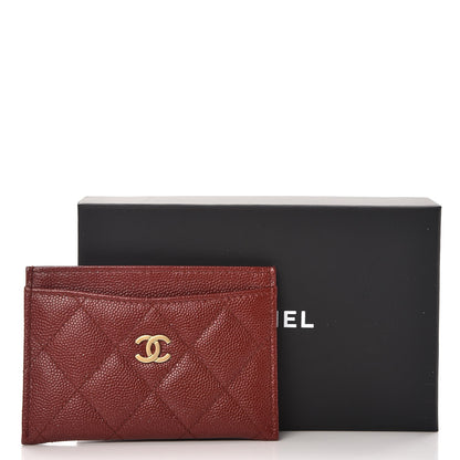 Chanel Caviar Quilted Card Holder Dark Red 9 of 9
