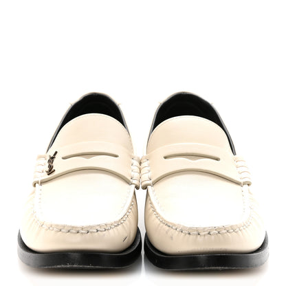Saint Laurent Calfskin Penny Loafers 38 Pearl 3 of 10