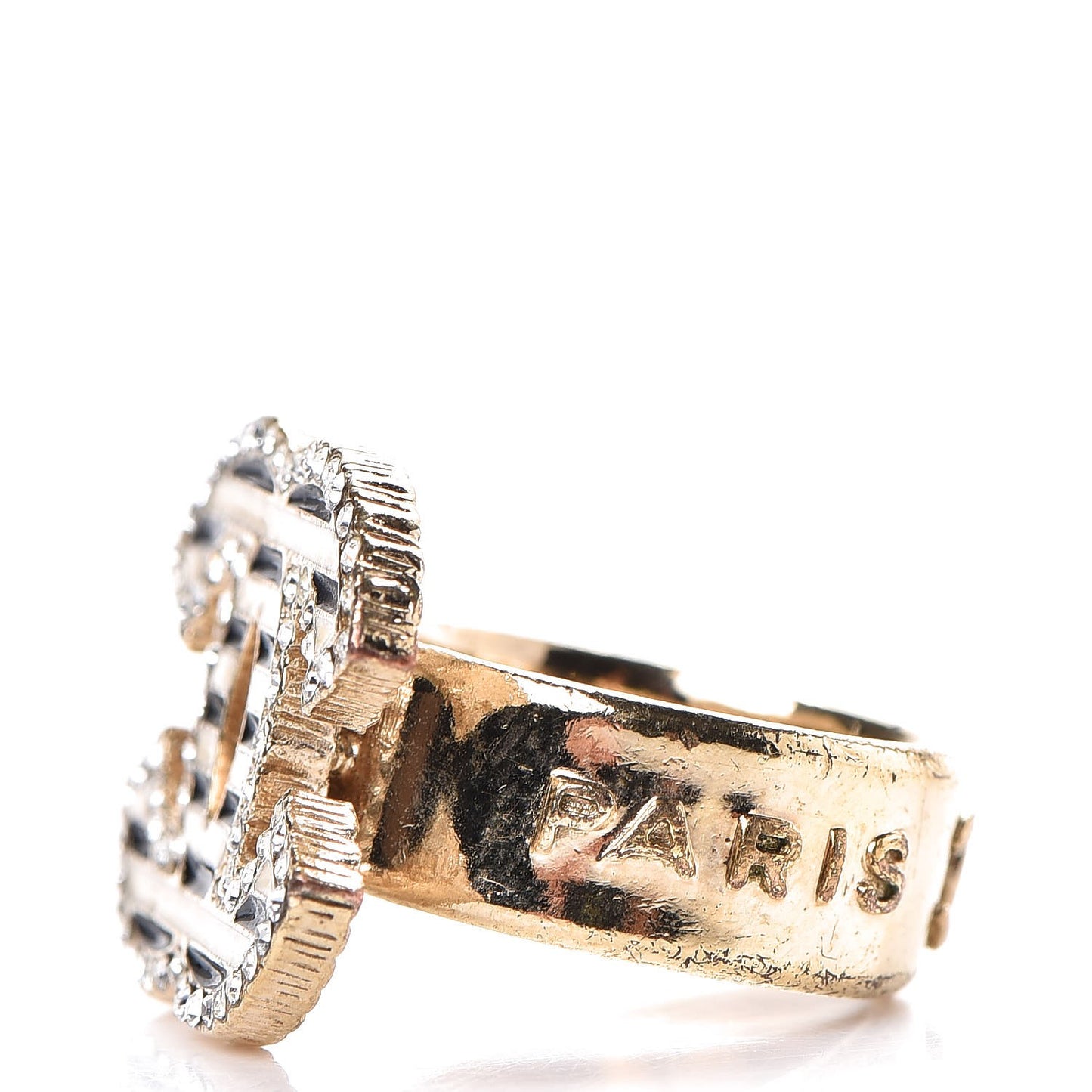 Enamel Crystal CC Ring 6.5 Gold