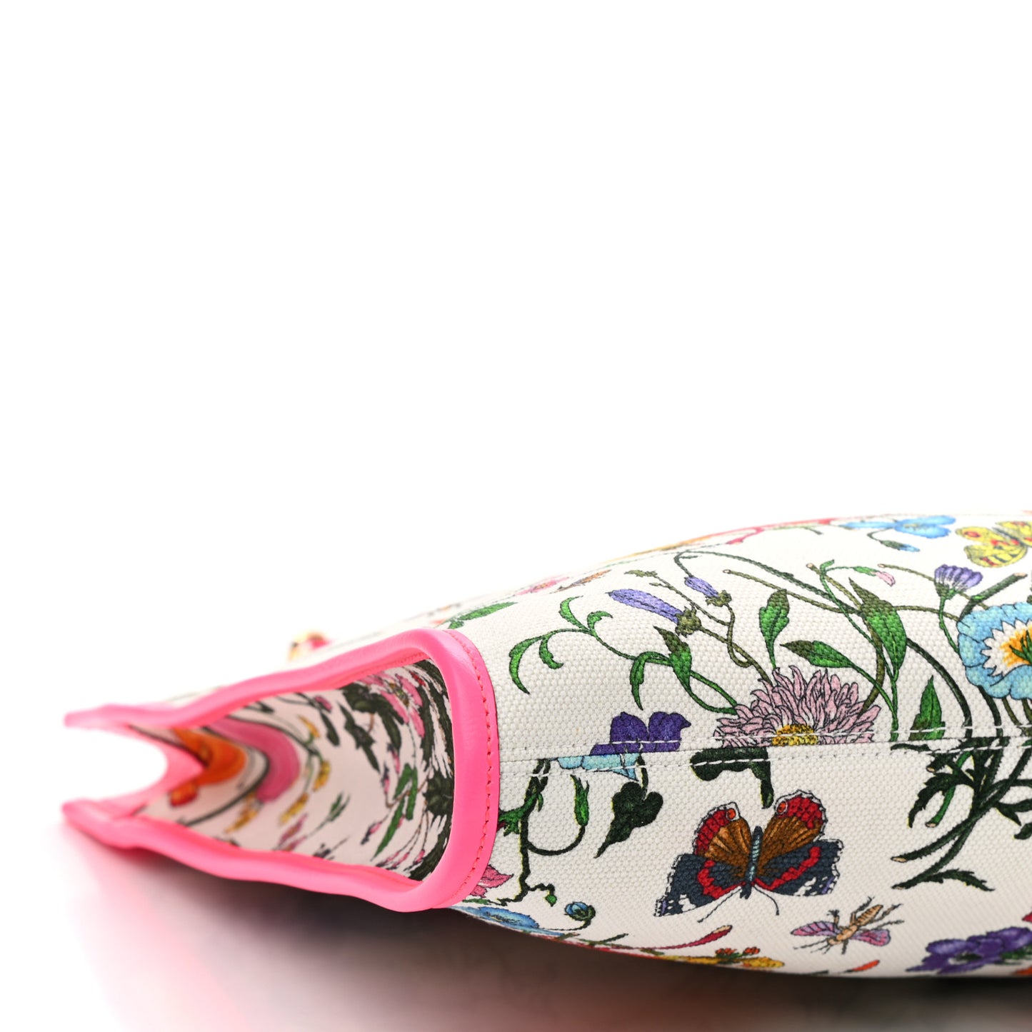 Canvas Flora Large Rajah Chain Tote White Multicolor Fuxia Fluo
