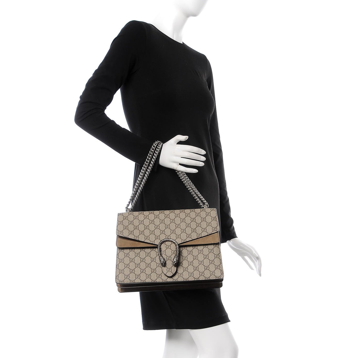 GG Supreme Monogram Medium Dionysus Shoulder Bag Taupe