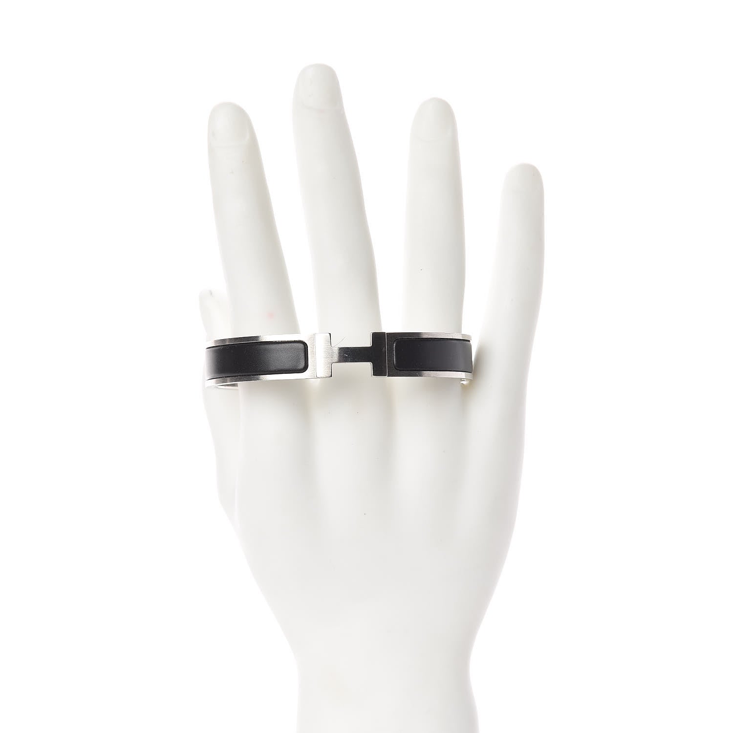 Hermes Matte Enamel Narrow Clic Clac HH Bracelet GM Black 2 of 5