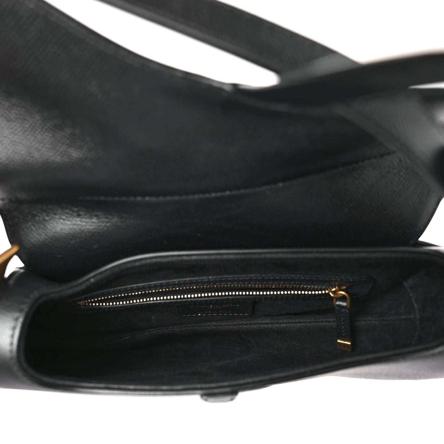 Grained Calfskin Saddle Bag Black