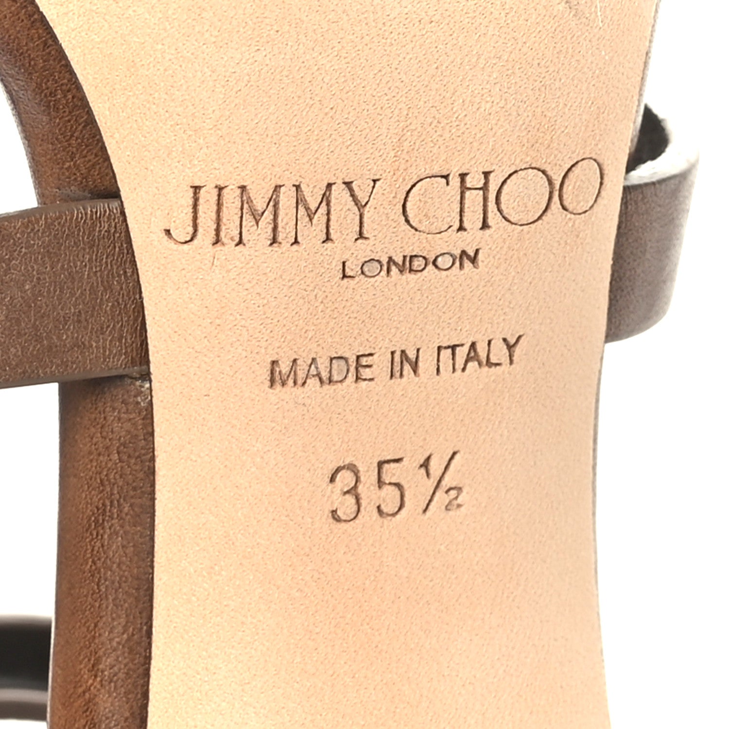 Jimmy Choo Calfskin Motoka 100 Sandals 35.5 Cacao Gold 7 of 7