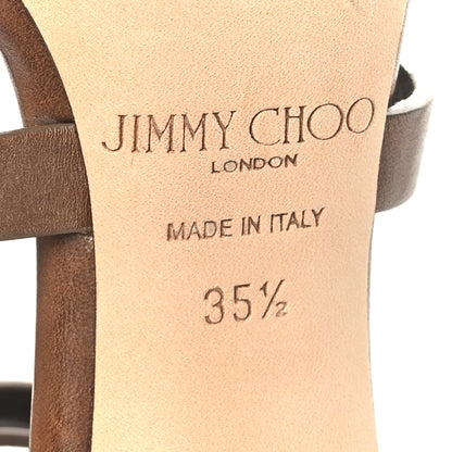 Jimmy Choo Calfskin Motoka 100 Sandals 35.5 Cacao Gold 7 of 7