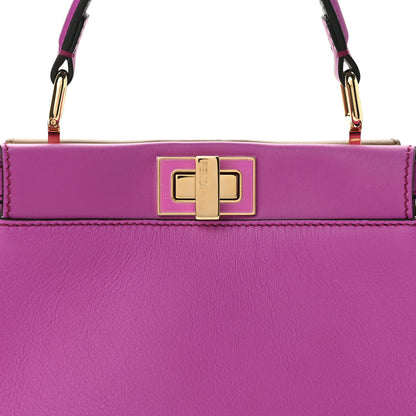 Fendi Vitello Seta Nappa Plexiglass Bi-Color Mini Peekaboo Iconic Satchel Bouganville Sand 9 of 12