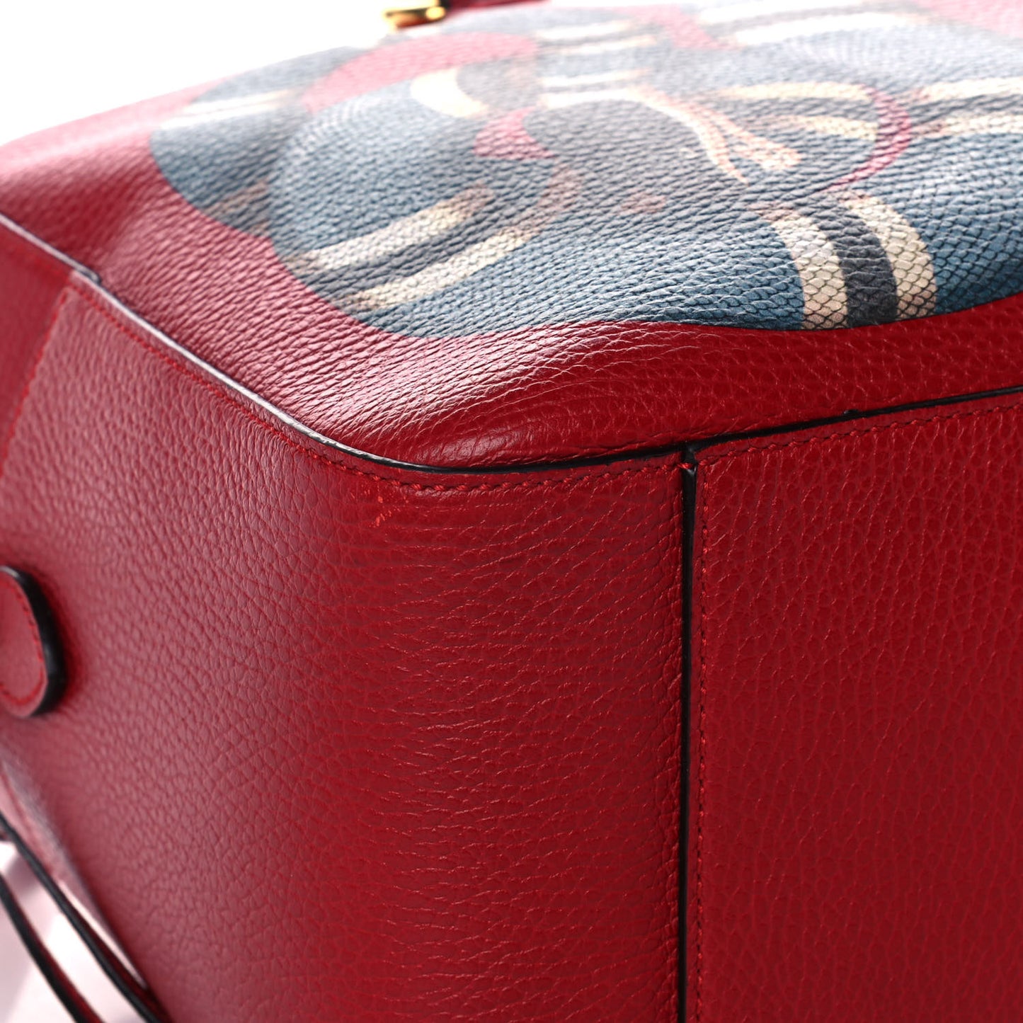 Calfskin Sylvie Web Kingsnake Print Top Handle Shoulder Bag Red