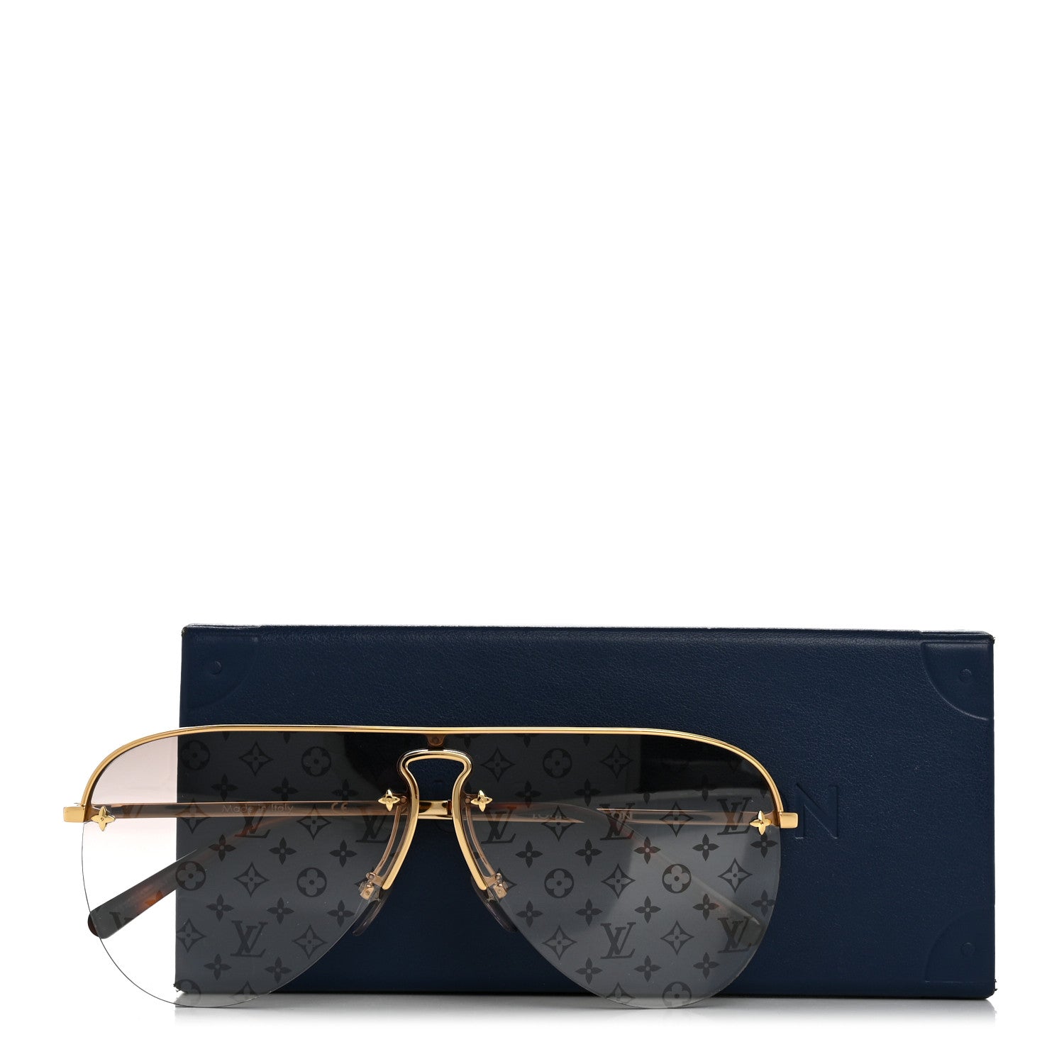 Louis Vuitton Grease Mask Sunglasses Z1469U Gold 7 of 7