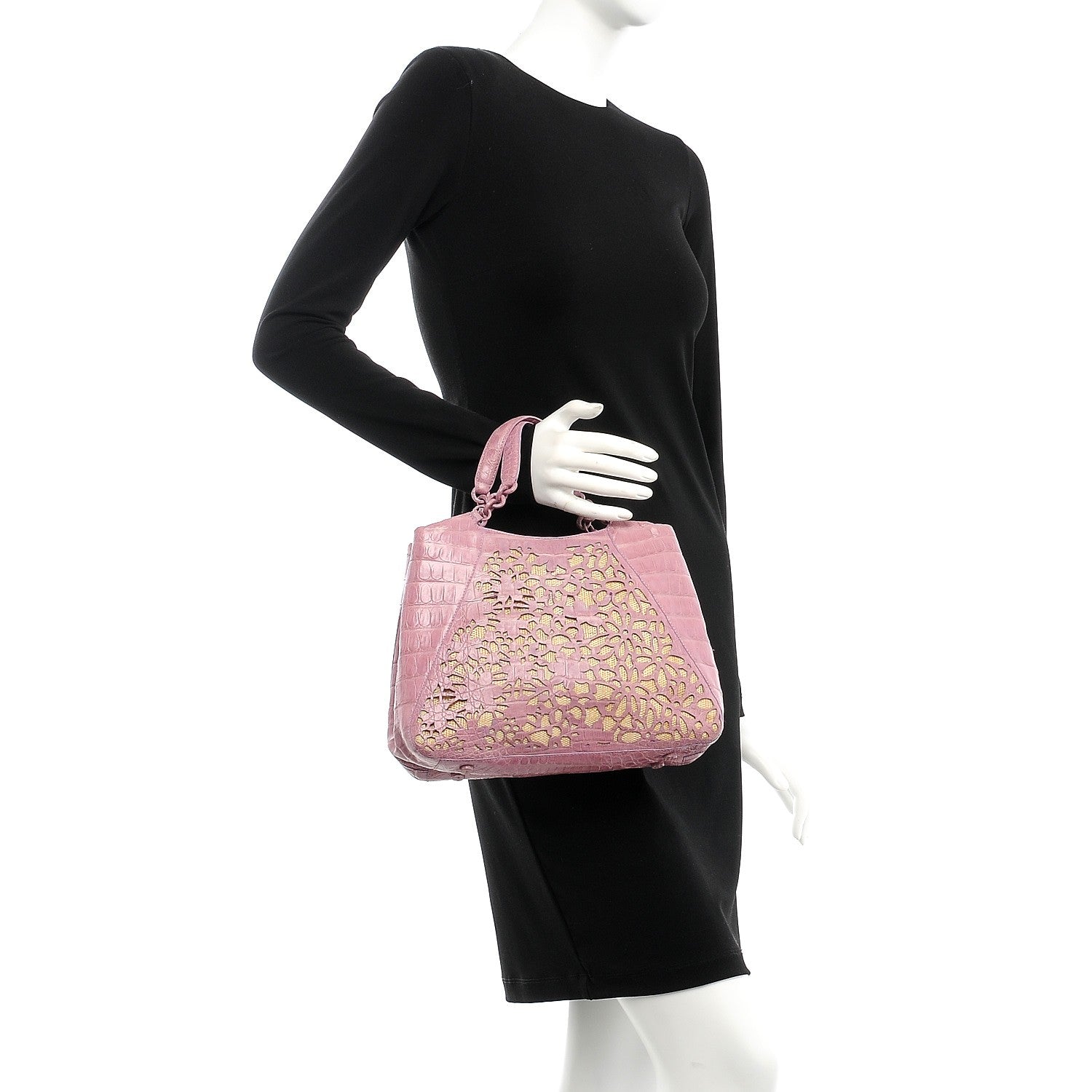 Nancy Gonzalez Crocodile Laser Cut Handbag Violet 3 of 9
