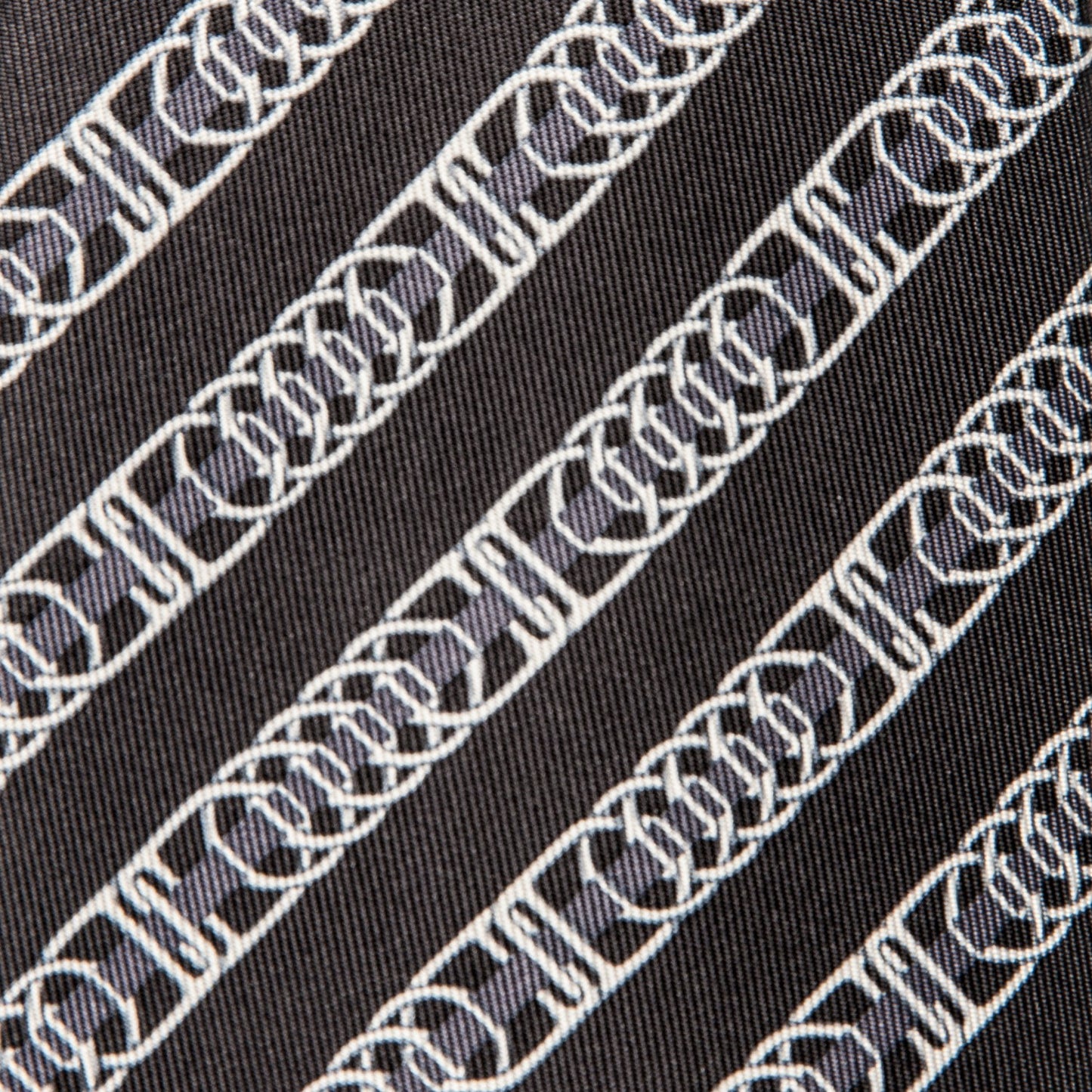 Printed Silk Mens Bling Bling Neck Tie Noir Graphite Argent