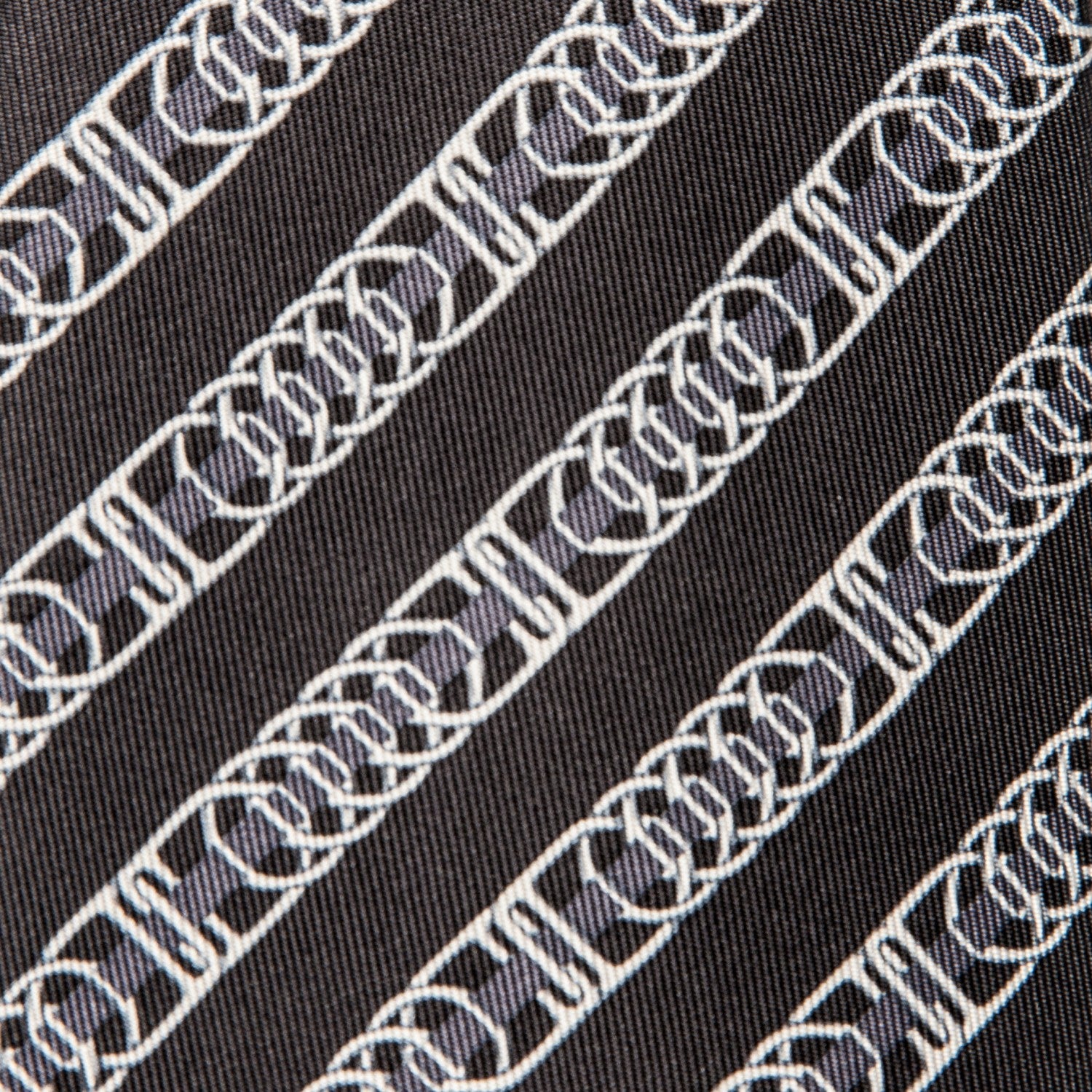 Hermes Printed Silk Mens Bling Bling Neck Tie Noir Graphite Argent 5 of 5