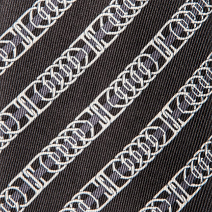 Hermes Printed Silk Mens Bling Bling Neck Tie Noir Graphite Argent 5 of 5