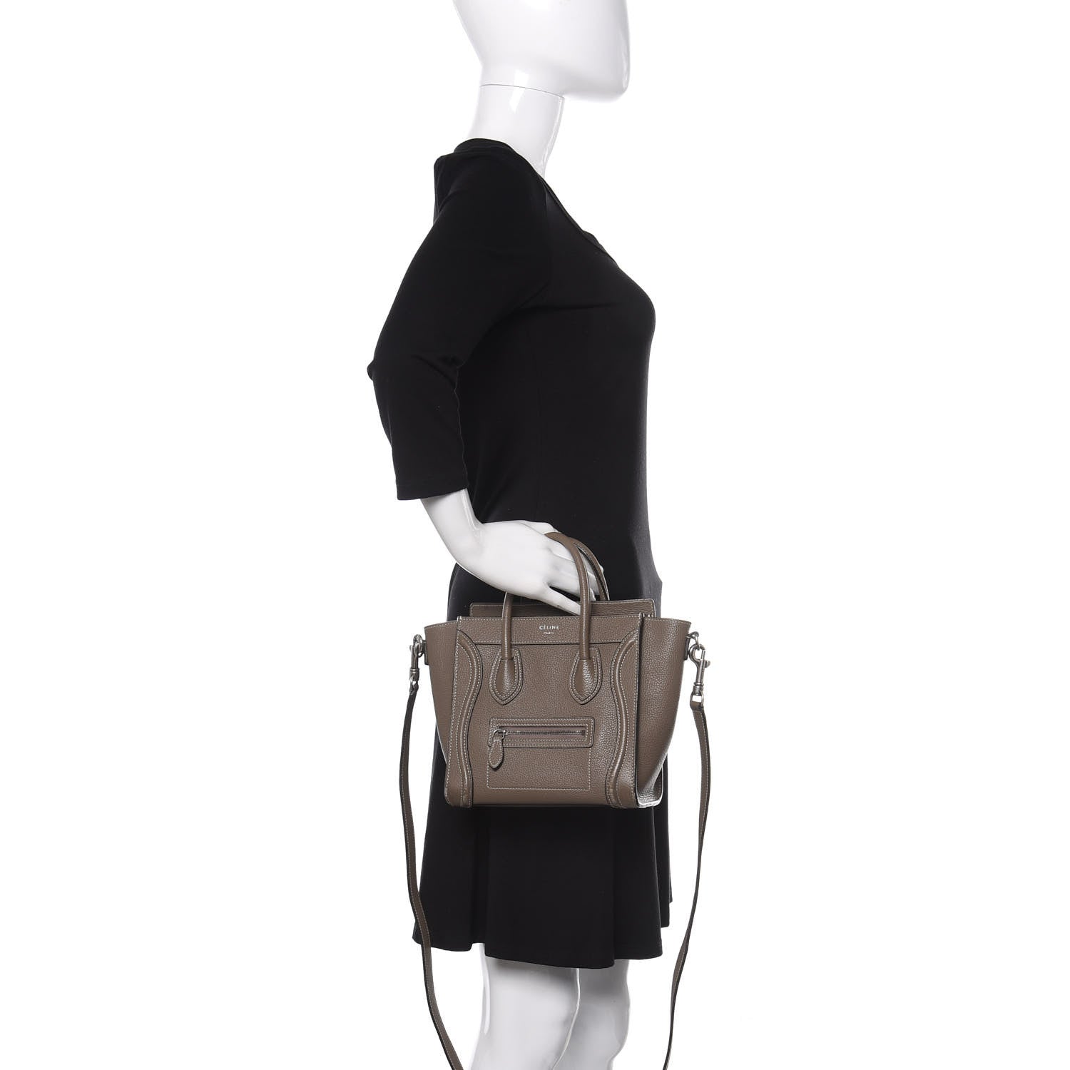 Celine Drummed Calfskin Nano Luggage Souris 2 of 20