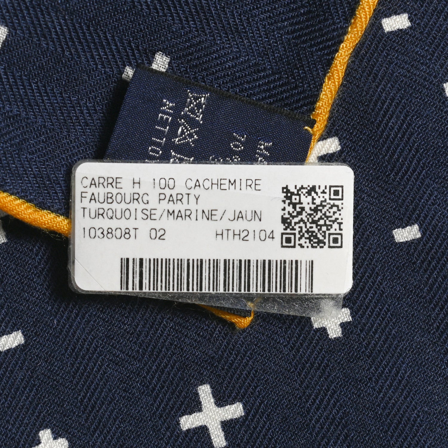 Hermes Cashmere Silk Faubourg Party 100 Turquoise Marine Jaune 5 of 5