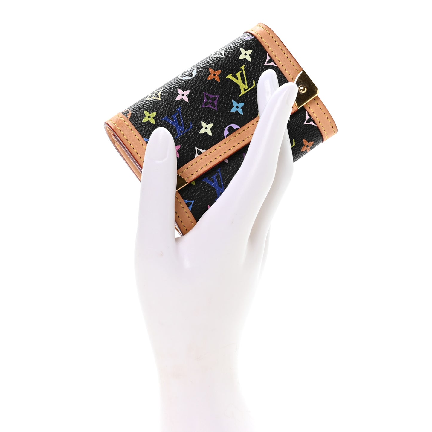 Monogram Multicolor Porte-Monnaie Plat Coin Purse Black