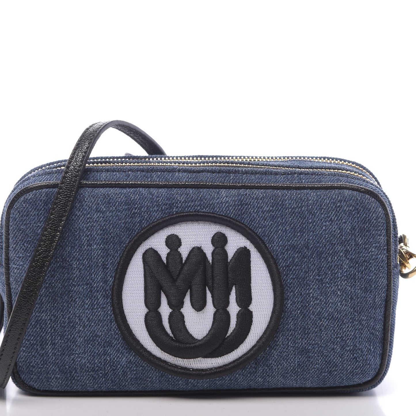 Denim Double Zip Crossbody Bag Blue Black