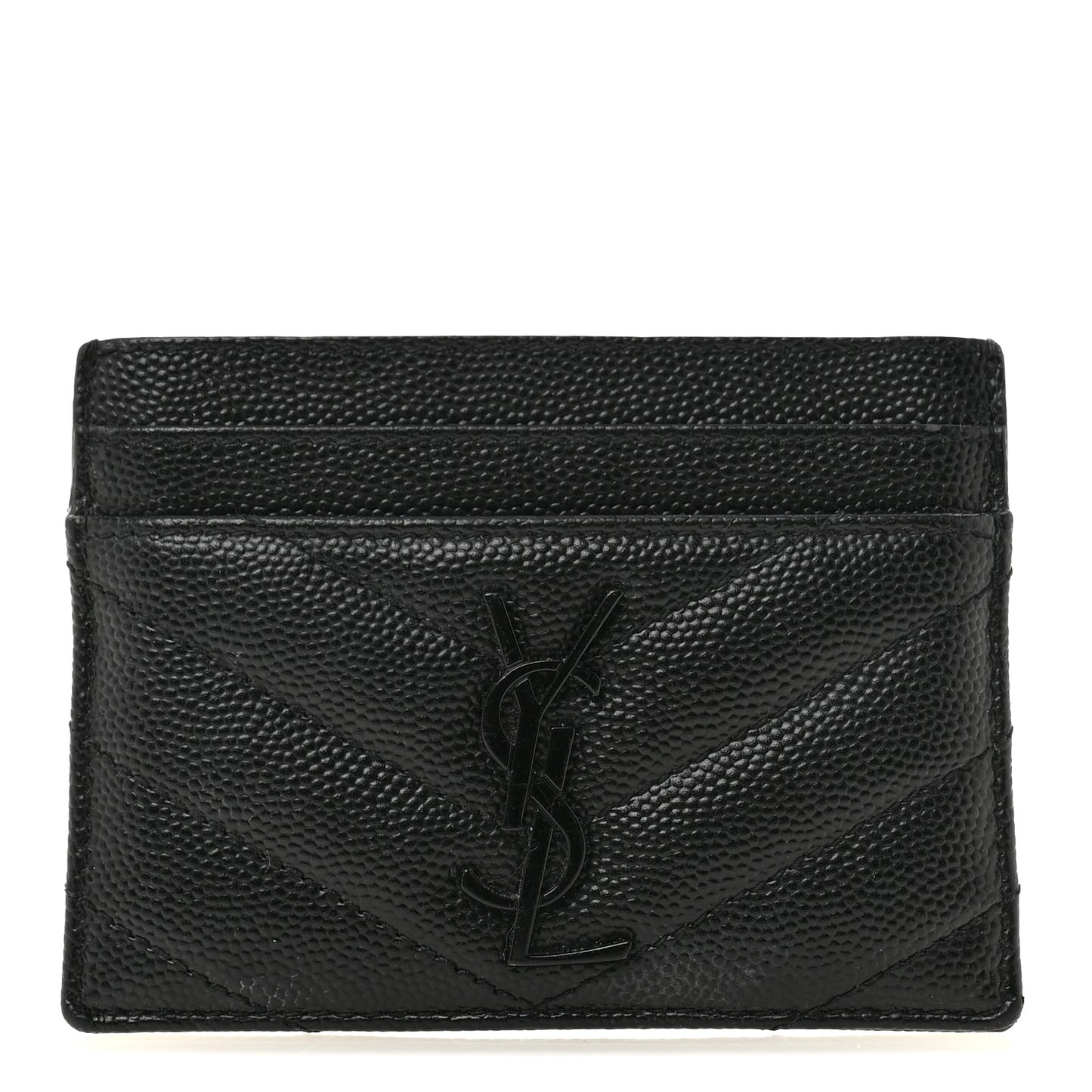 Grain De Poudre Matelasse Chevron Monochrome Monogram Credit Card Case Black