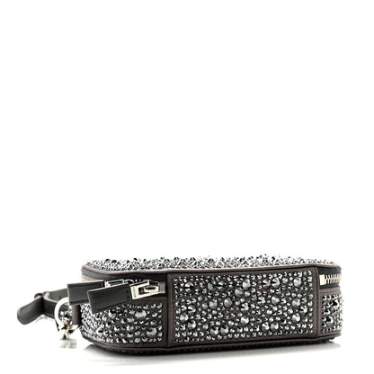 Prada Satin Crystal Metal Triangle Logo Odette Crossbody Fumo 4 of 10