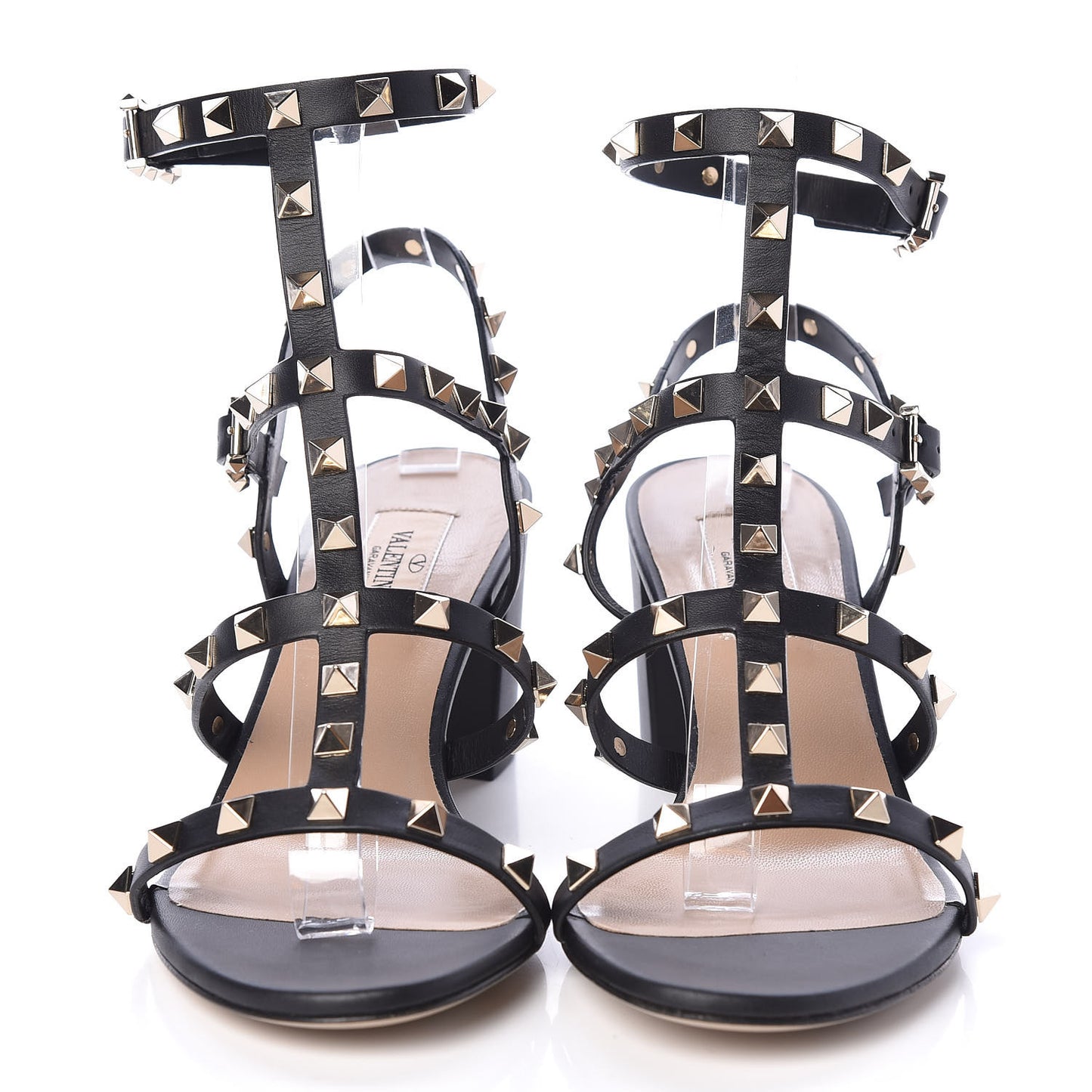 Calfskin Rockstud 60mm City Sandals 38 Black
