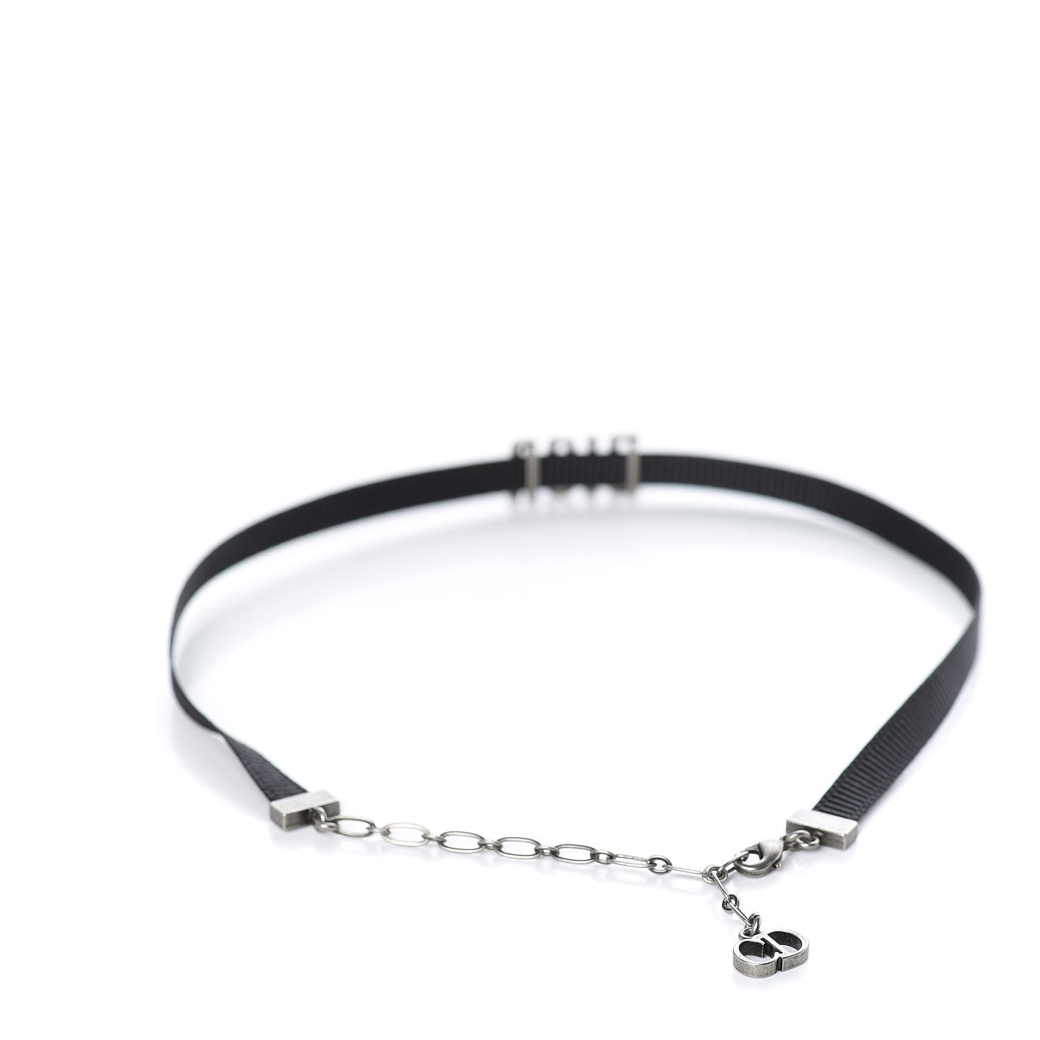Christian Dior Grosgrain Ribbon Dior Logo Choker Necklace Black 3 of 4
