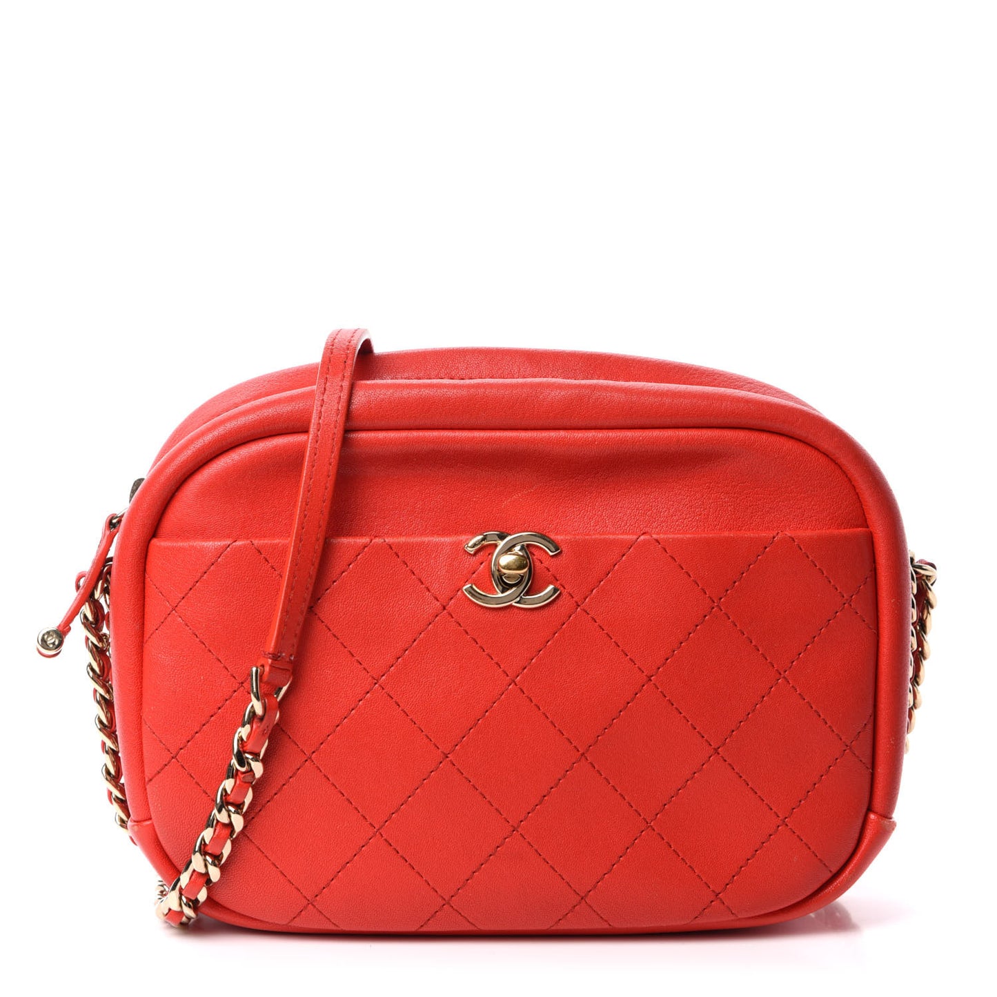 Goatskin Quilted Large Casual Trip Camera Case Bag Red