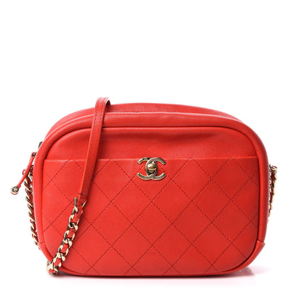 Chanel Goatskin Quilted Large Casual Trip Camera Case Bag Red 1 of 15