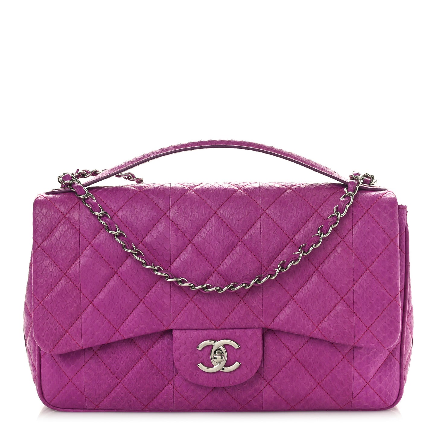 Elaphe Snakeskin Quilted Jumbo Easy Carry Flap Purple