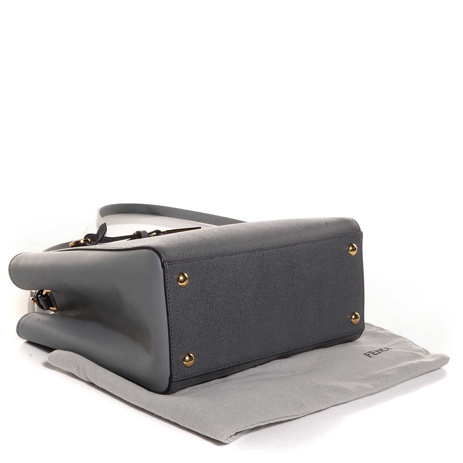 Fendi Vitello Elite Petite 2Jours Tote Grigio Grigio Chiaro 4 of 10