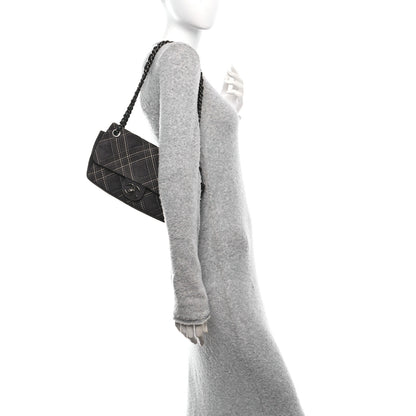 Chanel Suede Stitched Medium Saltire Single Flap Grey 2 of 10